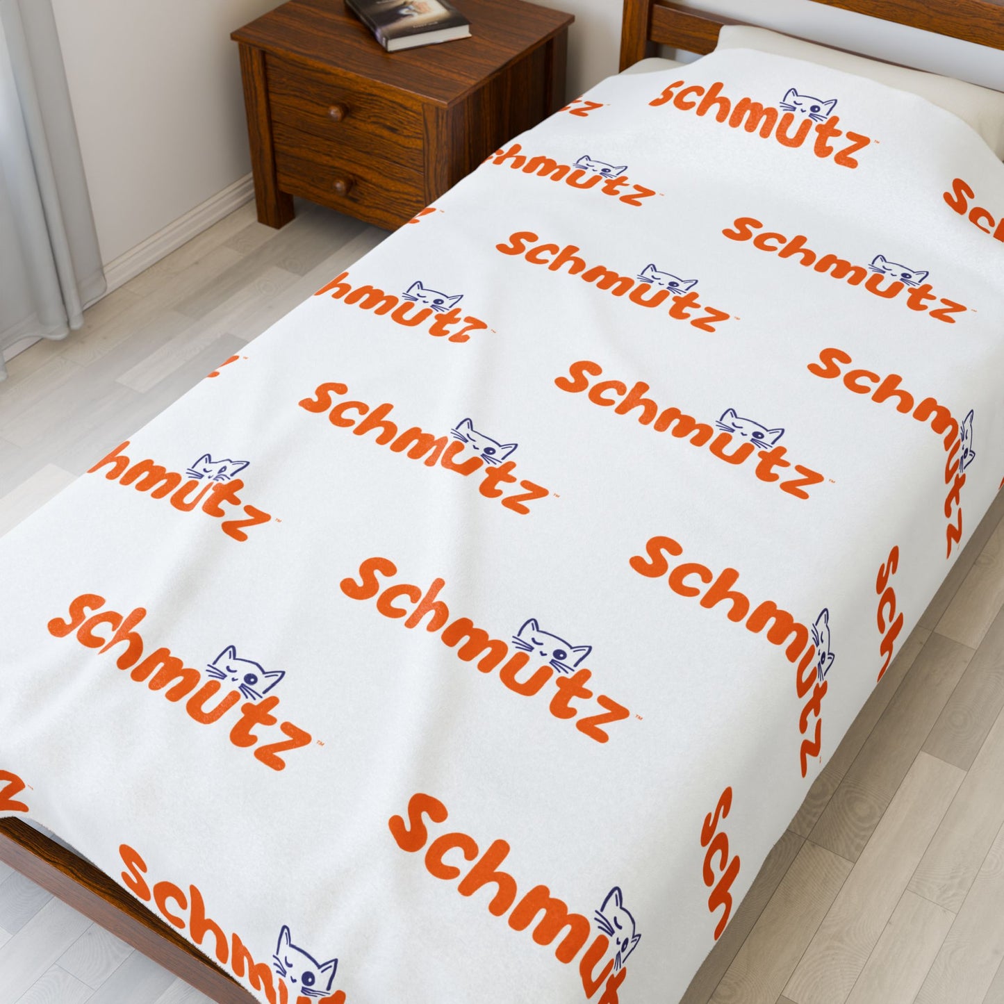 Cozy Velveteen Plush Blanket with Whimsical 'Schmutz' Pattern - Perfect for Pets & Home Decor