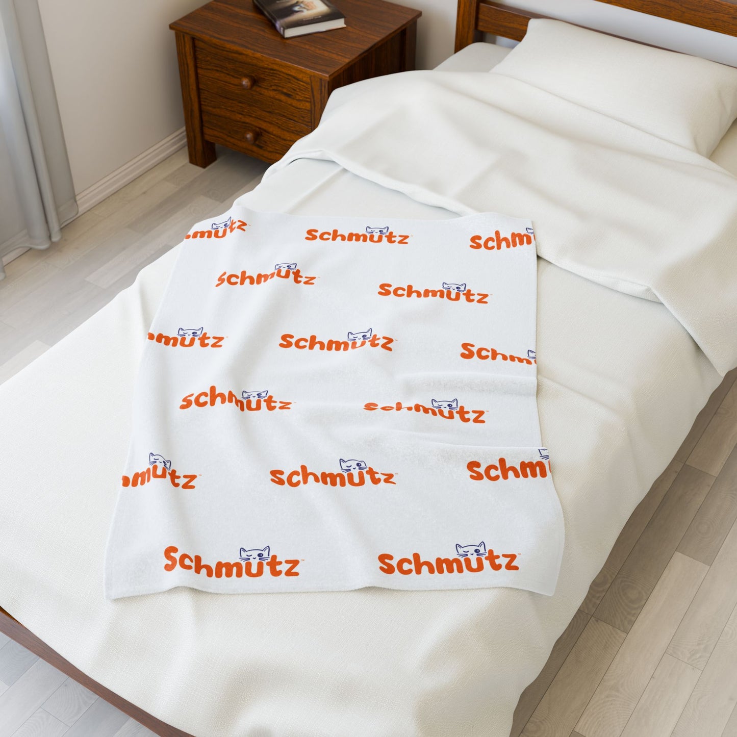 Cozy Velveteen Plush Blanket with Whimsical 'Schmutz' Pattern - Perfect for Pets & Home Decor