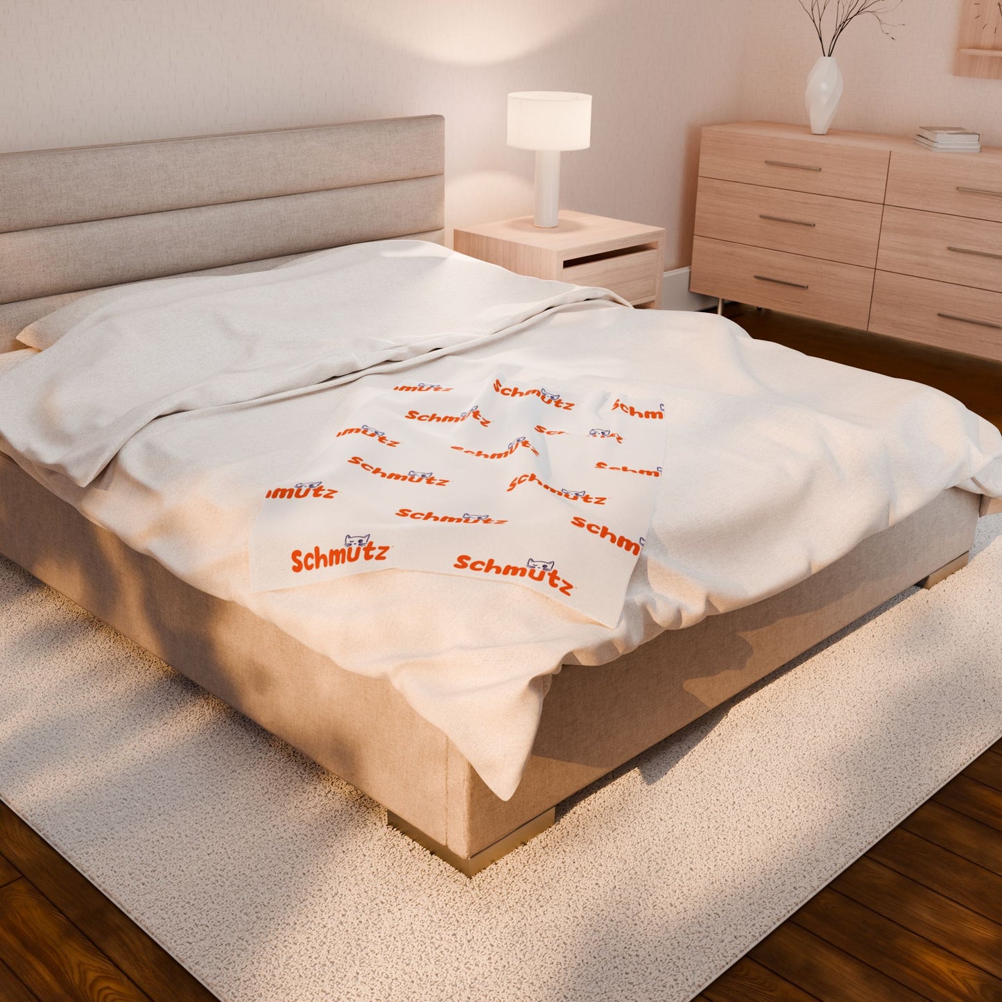 Cozy Velveteen Plush Blanket with Whimsical 'Schmutz' Pattern - Perfect for Pets & Home Decor