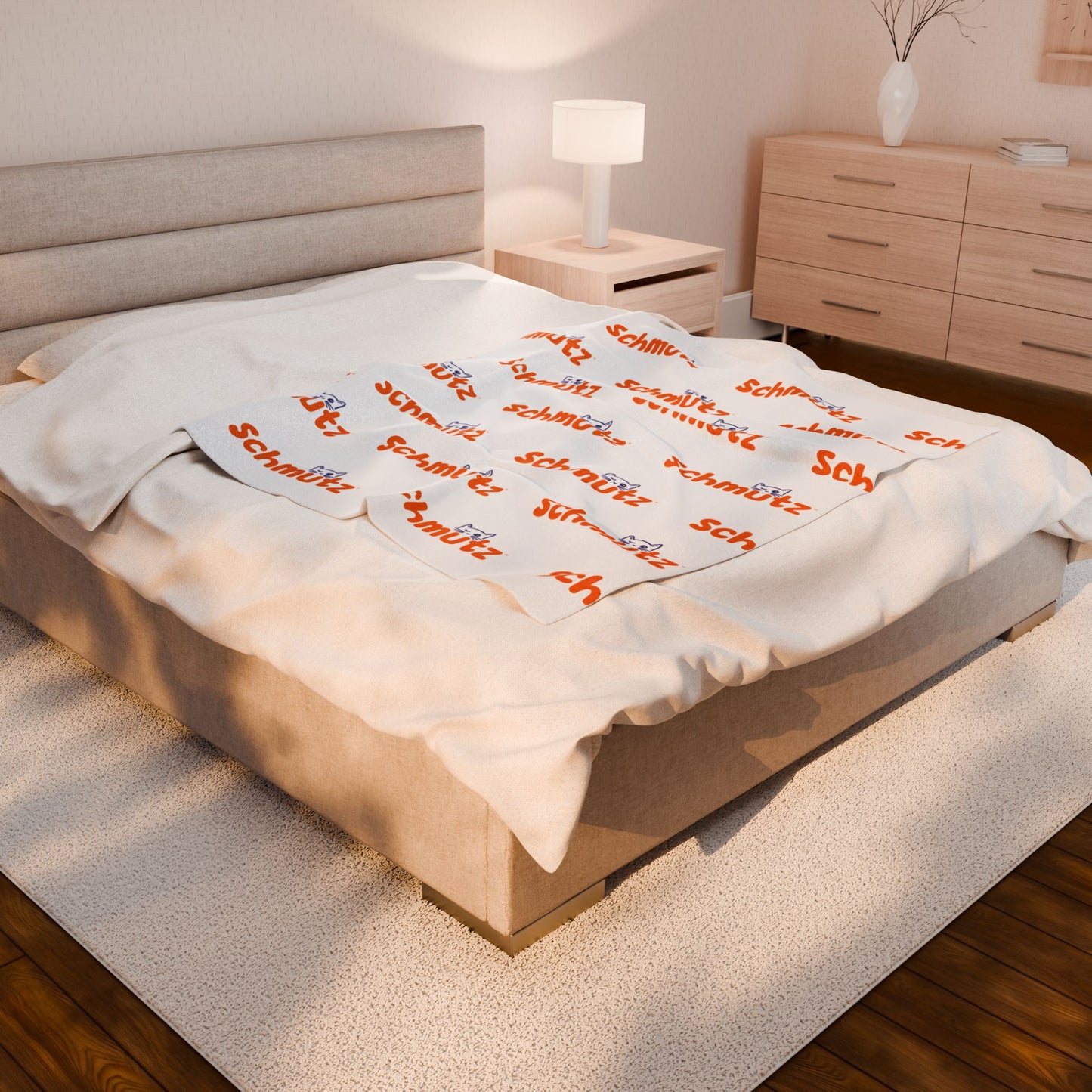 Cozy Velveteen Plush Blanket with Whimsical 'Schmutz' Pattern - Perfect for Pets & Home Decor